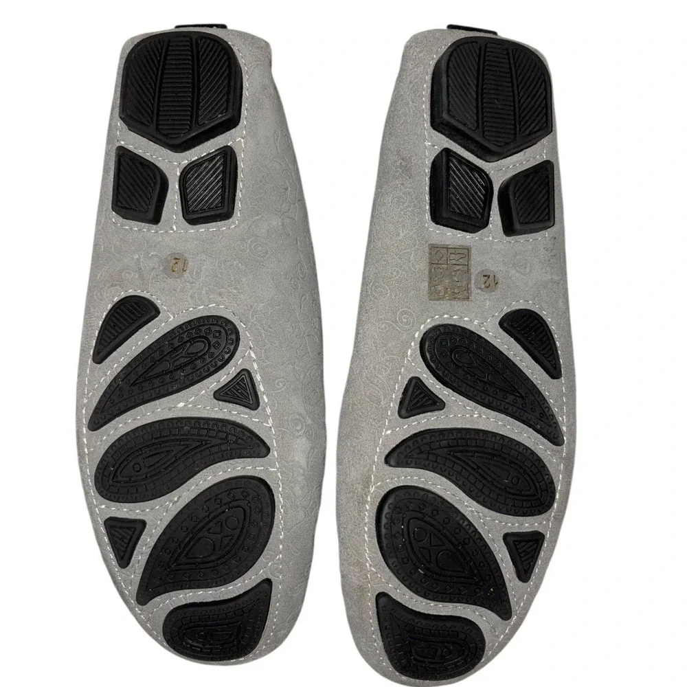 Robert Graham Crossbones Skull and Roses‎ Gray Suede Driving Mocs sz 12